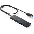 Anker 4-Port Ultra Slim USB3.0 Data Hub - Black USB-hub - USB 3.0 - 4 porter - Svart