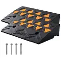 Vevor Gummi Rampe, 2-pakning, 10 cm stigningshøyde, kraftig terskelramper, 15 t kapasitet, innkjørselsramper med stabil rutenettstruktur for biler, rullestoler, sykler, motorsykler