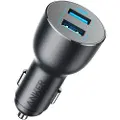 Anker PowerDrive III Alloy - Bilstrømadapter - 36 watt - QC 3.0 - 2 utgangskontakter (2 x USB) - svart