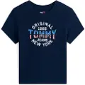 Tommy Hilfiger for woman. DW0DW21421 Ribbed T-shirt with New York navy logo (M), Casual, Cotton, Short sleeve