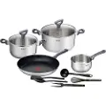 Tefal Daily Cook G713SB, Blandet sett, Rustfritt stål, Rustfritt stål, Titan, Grå, Glass