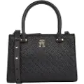 Tommy Hilfiger for woman. AW0AW16932 Black tote bag with TH monograms in low relief (OSFA), Casual, Polyurethane