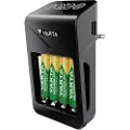 Varta LCD-plugglader + batterilader m. 4x R6/AA-batterier