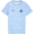 Puma Manchester City FtblCulture All-Over Print Tee Youth, Clothing, Light Blue/White, 11-12Y