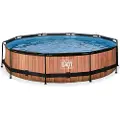 Exit Wood pool ø360x76cm with filter pump - brown, 6125 l, Innrammet basseng, Voksen og barn, 5 person(er), Værbestanding, Brun