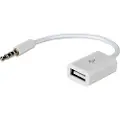 Akyga AK-AD-24 - Jakkadapter for USB-A til hodetelefon - USB hunn til 4-polsminijakk hann - 15 cm - hvit