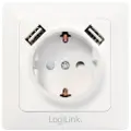 Logilink PA0162, 2 x USB + CEE 7/3, Hvit, CE, 250 V, 0,21 A, 50 Hz