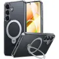 Torras Ostand Spin Series telefonveske for Samsung S25 (gjennomsiktig)