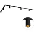 QAZQA Moderne skinnesystem med 5 sorte spotlights 1-fase GU10 35 mm - Iconic Ruby