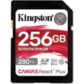 Kingston Canvas React Plus - Flashminnekort - 256 GB - Video Class V60 / UHS-II U3 / Class10 - SDXC UHS-II