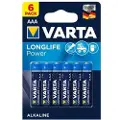 Varta Longlife Power, Engangsbatteri, AAA, Alkalinsk, 1,5 V, 6 stykker, Blå, Marineblå
