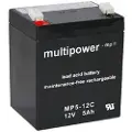 Multipower MPC5-12 Blybatteri 12 V 5000 mAh Blyfleece (B x H x T) 70 x 108 x 90 mm Fladstik 6,35 mm Cyklusstabilt, Vedligeholdelsesfri, Lav selvafladning