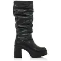 Mtng for woman. 51947 Leather boot Sixties Black - Heel height 8 cm (36), 5 to 8 cm, Zip, Casual