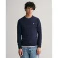 Gant for man. 87211 Navy crew neck jumper (5XL), Casual, Wool
