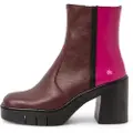 Art for woman. 1197411X4003_0MU Leather Ankle Boots 1974 Berna maroon, pink (41), 8 to 10 cm, Zip, Casual