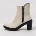Art for woman. 1175911ZZ003_020 Ice white leather ankle boots -Heel height: 7,5cm (42), Beige, Zip, Casual
