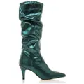 Mustang for woman. 59711 Chantal green boots -Height heel 8cm (36), 5 to 8 cm, Zip, Casual