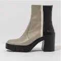 Art for woman. 1197411US003_020 Grey, black leather ankle boots -Heel height: 9cm (42), Beige, 8 to 10 cm, Zip, Casual