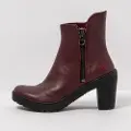 Art for woman. 117591167003_008 Burgundy leather ankle boots -Heel height: 7,5cm (42), Red, Zip, Casual