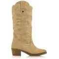 Mtng for woman. 53723 Teo beige leather boots - Heel height 5cm (41), 3 to 5 cm, Zip, Casual