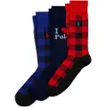 Ralph Lauren for man. 449958863001 3 Pair Pack of I Love Polo Socks blue, red, blue and red (43-46), Homewear, Cotton
