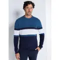Victorio & Lucchino , V&L for man. 4642593 Box-collared jumper with blue stripes (S), Casual, Cotton, Long sleeve