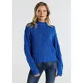 Victorio & Lucchino , V&L for woman. 350028050 Knitted pullover with blue letter-shaped bodoques (L), Casual, Cotton, Long sleeve