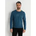 Victorio & Lucchino , V&L for man. 650167078 Long sleeve T-shirt with blue chenille logo (XXL), Casual, Cotton