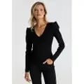 Victorio & Lucchino , V&L for woman. 350108098 Fitted jumper with black V-neckline (XS), Casual, Viscose, Long sleeve