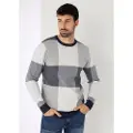 Bendorff for man. 870495426 Box-collared jumper with intarsia grey check print (XXL), Casual, Viscose
