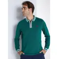 Bendorff for man. 850425248 Long sleeve polo shirt with zip (XXL), Casual, Green, Cotton, Classic