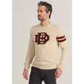 Bendorff for man. 870295250 Off-white Bdf chenille patch crew neck jumper, box-collared (L), Casual, Acrylic, Long sleeve