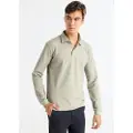 Bendorff for man. 830925470 Basic grey piqué polo shirt (S), Casual, Cotton, Long sleeve