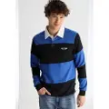 LOIS Jeans for man. 132763983 Long sleeve polo shirt with two-tone blue stripes (XXL), Casual, Cotton