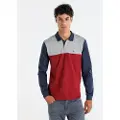 LOIS Jeans for man. 132783998 Tricolour polo shirt with red logo (XL), Casual, Cotton, Long sleeve