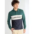 LOIS Jeans for man. 132703953 Long sleeve polo shirt green pique fabric (XXL), Casual, Cotton