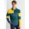 LOIS Jeans for man. 132653915 Multicoloured colour block polo shirt (S), Casual, Multicolor, Cotton, Long sleeve