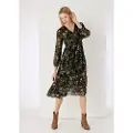 LOIS Jeans for woman. 448142571 Long dress with long sleeves with green magic print (XL), Casual, Camouflage, Viscose