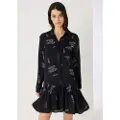 LOIS Jeans for woman. 448132570 Printed long sleeve black short flowing dress with long sleeves (S), Casual, Viscose