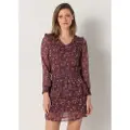 LOIS Jeans for woman. 447722374 Short dress with burgundy floral print (S), Casual, Polyester, Long sleeve