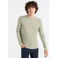 LOIS Jeans for man. 157023178 Basic long sleeve puff print t-shirt green (M), Casual, Cotton