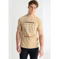 LOIS Jeans for man. 157923973 Short sleeve t-shirt with beige slogan graphics (XXL), Casual, Cotton
