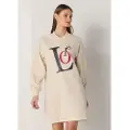 LOIS Jeans for woman. 464382371 Sweatshirt dress with side opening beige (XS), Casual, Cotton, Long sleeve