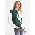 LOIS Jeans for woman. 453142673 Intarsia LJ Sweater green (XS), Casual, Cotton, Long sleeve