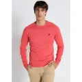 LOIS Jeans for man. 171483125 Basic knitted jumper with box neck embroidery Toro coral (S), Casual, Maroon, Cotton, Long sleeve