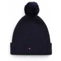 Tommy Hilfiger unisex for kids. AU0AU01962 Essential Hat with pom-pom and navy logo (L/XL), Casual, Cotton, Organic Cotton, Sustainable, chi