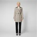 Save the Duck for woman. D43090W-GRIN20 Beige fitted trench coat (S), Casual, Recycled Polister, Sustainable