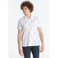 LOIS Jeans for man. 133043084 White printed polo shirt (3XL), Casual, Cotton, Short sleeve