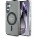 GUESS Rhinestone-etui med MagSafe for Samsung Galaxy S25 med klassisk logo - Svart