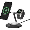 Belkin BoostCharge Pro 3-in-1 - Trådløst ladestativ - magnetisk med Qi2 + AC-strømadapter - 15 watt - Fast Charge - svart